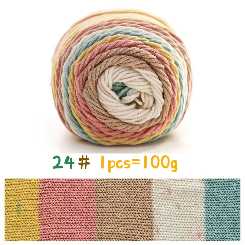 Rainbow Colorful Cotton Yarn Ball For Handwoven Projects