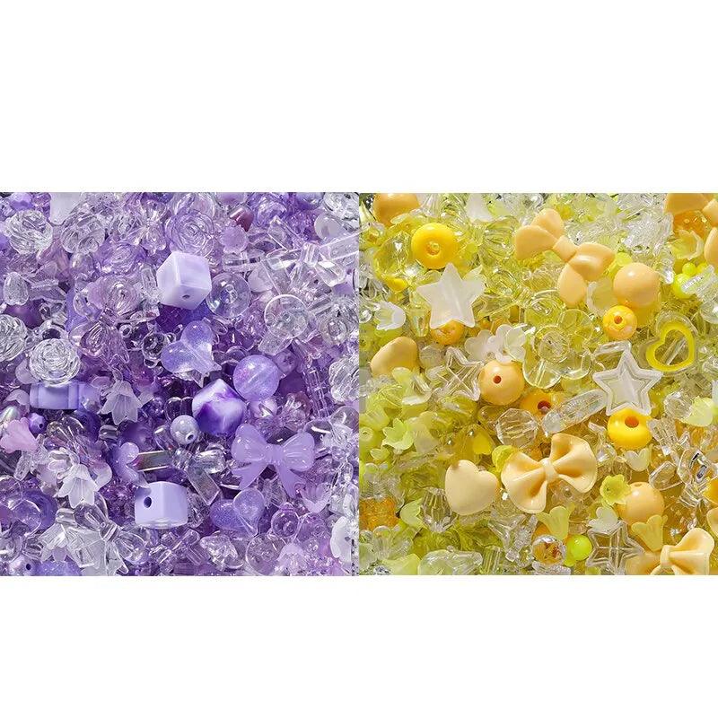 40g 2 Style Mixed Flowers Heart AB Color Phone Chain Beads Necklace Earrings Beads Multi Style Beads For Jewelry Making Findings