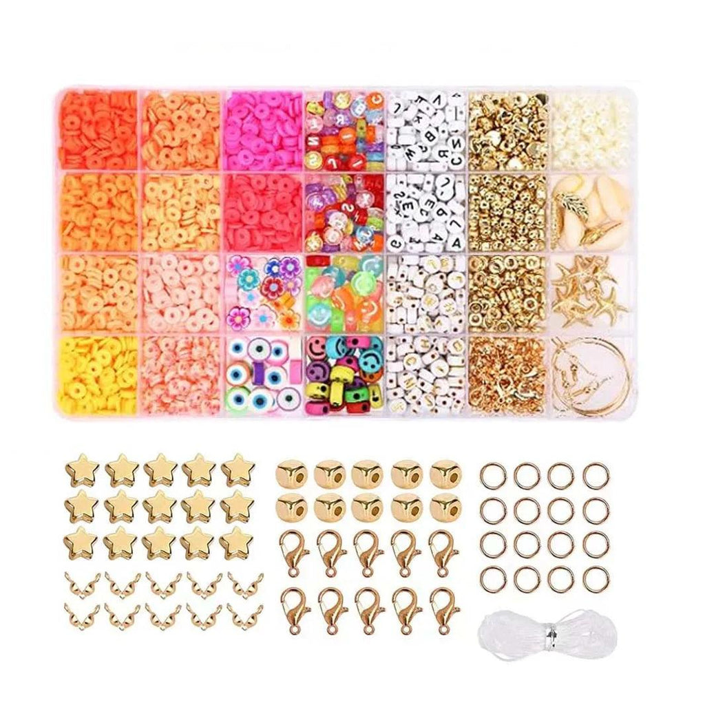 3500pcs Clay Beads Bracelet Making Kit includes Loose Beads and String for DIY Jewelry Craft for Girls