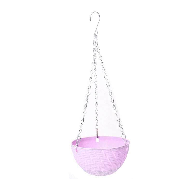 Balcony Chain Hanging Planters Flower Pot Basket Imitation Rattan Weaving New