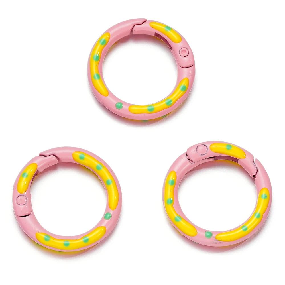5pcs/lot Multicolor Metal Round Ring Spring Clasp Carabiner Keychain Clips Hook Dog Chain DIY Jewelry Buckle Connector Supplies