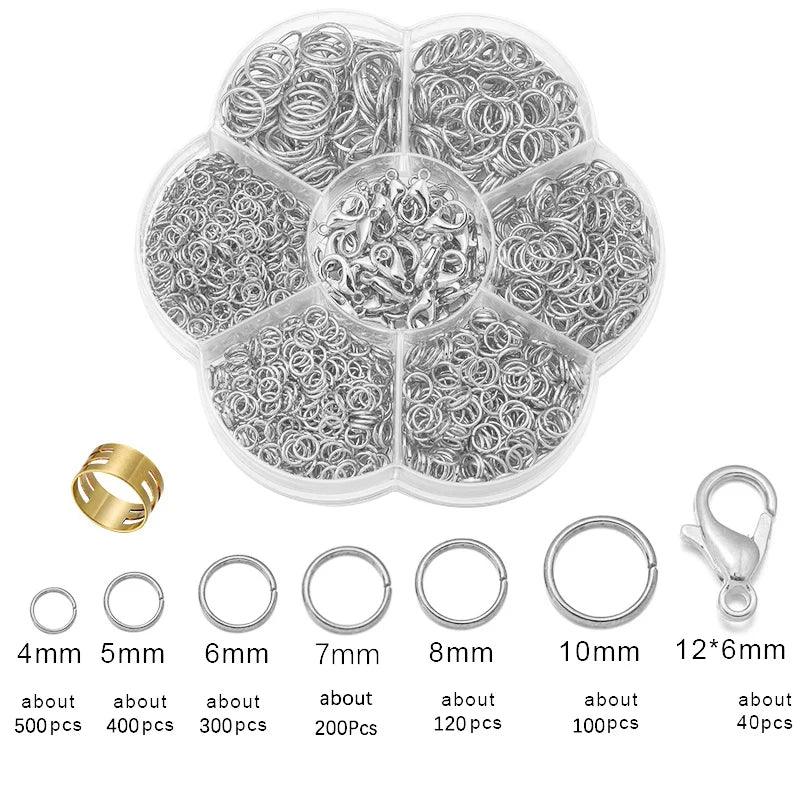 1 Box Jump Rings DIY Jewelry Findings Kit for Beginner Open Jump Ring Jewelry Making Keychain Necklace Repair with Opener Tool