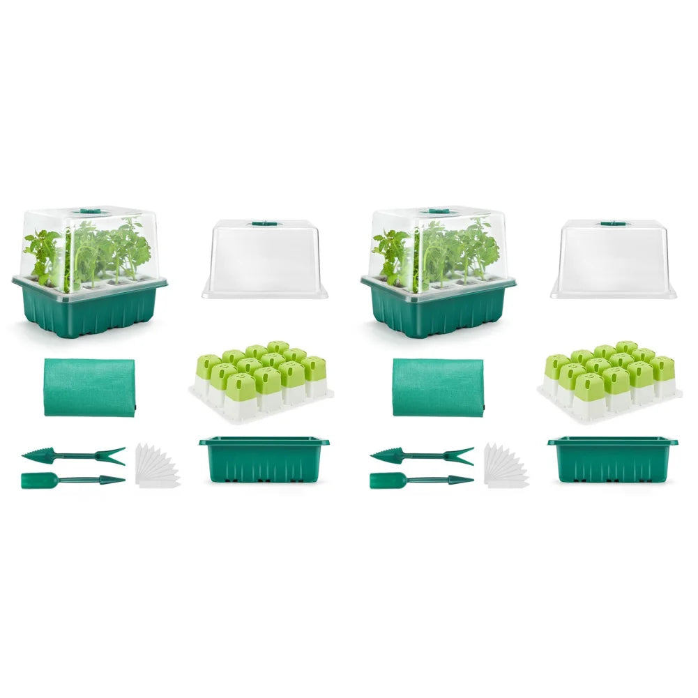 12 Holes Seed Starter Tray Soft Silicone Seedling Dish Breathable Reusable Thickening Plant Growth Tray Box for Indoor Garden