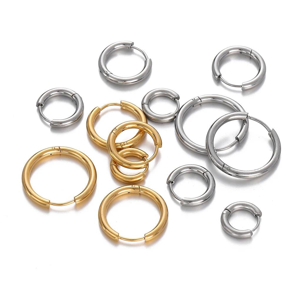 10pcs Stainless Steel Small Hoop Earring Piercing Ear Cartilage 8-18mm Women Round Circle Pendant for DIY Earring Jewelry Making