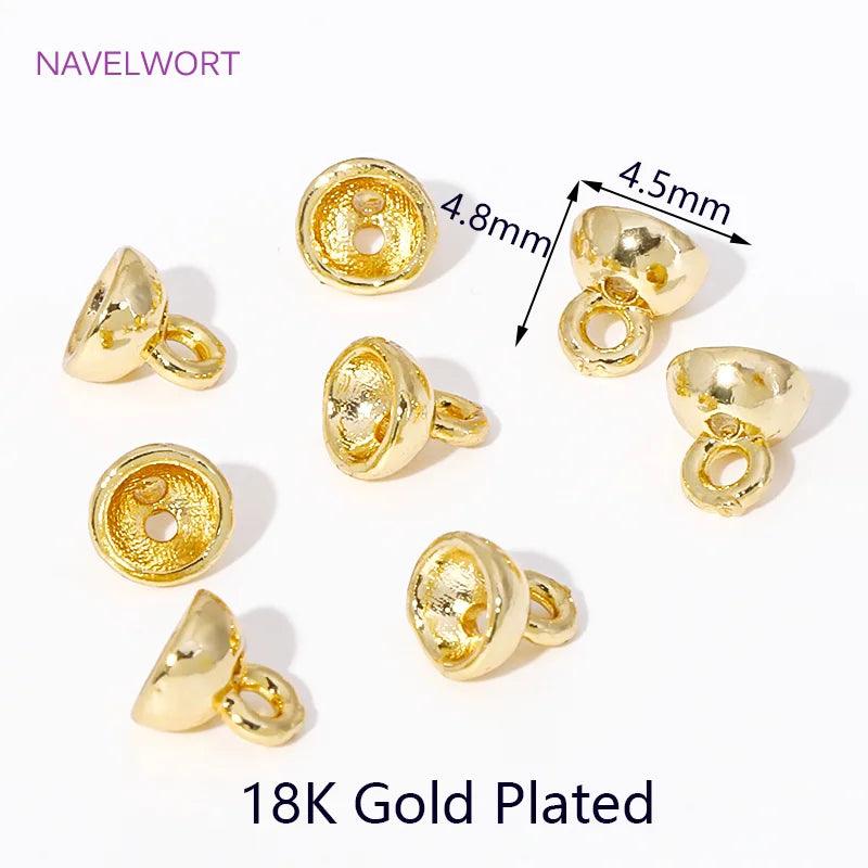 4.5/6MM 18K Gold Plated Brass Pearl Bracelet Ends Connector With Loop,Jewelry End Caps,For DIY Jewelry Making Accessories