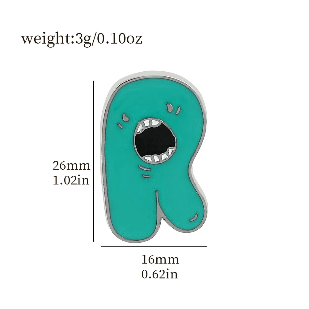 Cartoon 26 English Alphabet Shape Brooch Cute Metal Enamel Badge Clothing Backpack Lapel Pin Jewelry Accessories Gift