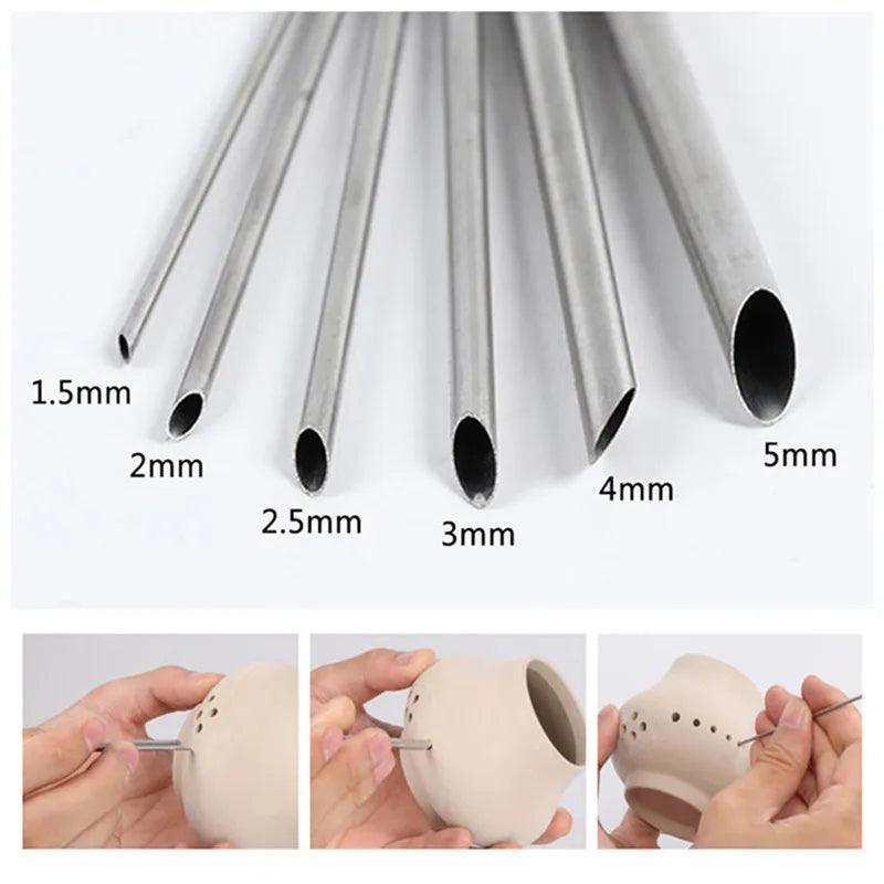 6 Pieces/Set Of Stainless Steel Hole Puncher Carving Sculpture Modeling Pottery Cutting And Punching Ceramic Polymer Clay Tools