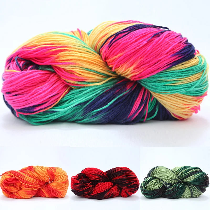 50g/Roll Colorful Rainbow Segment Dyed Wool Yarn DIY Hand Knitting Thread Soft Baby Sweater Scarf Shawl Hand-Woven Yarn Supplies