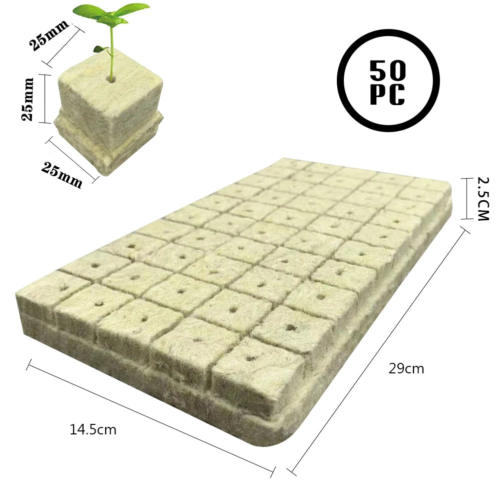 50pcs Plant Starter Grow Plug Cubes Hydroponic Grow Media Cubes Plant Cube Rock Wool Plug Soilless Substrate Seedling Block