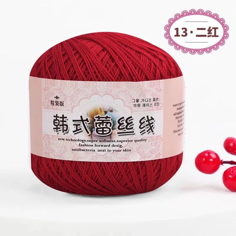 Pure Cotton Lace Crochet Thread No 8 Ice Silk 50g Yarn