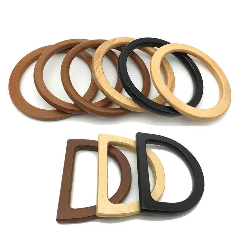 Round D-shaped Wooden Bag Handle Handbag Handles Replacement DIY Purse Luggage Handcrafted Accessories Sewing Material