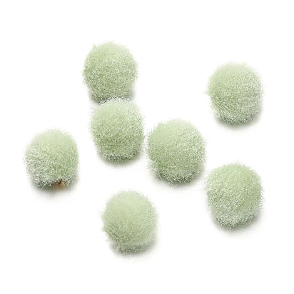 10pcs 17mm Plush Fur Covered Ball Beads Charms Pompom Beads Pendant for DIY Earring Bag Keychain Pendant Jewelry Making Supplies