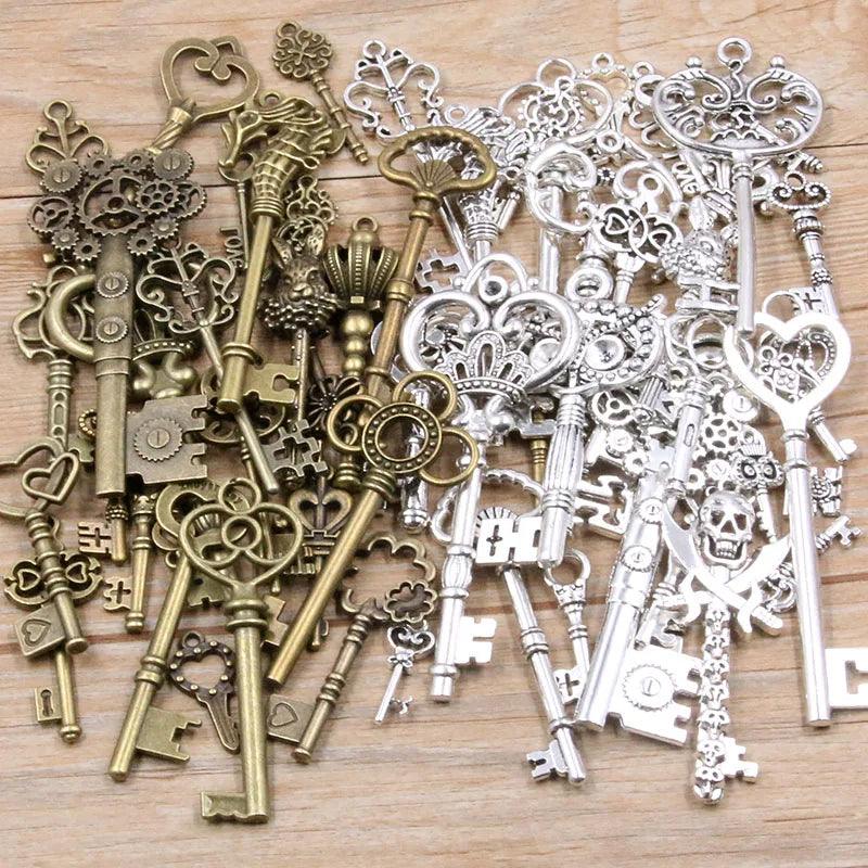 100g 50g 30g Mixed Key Charms 6 Color Bracelets Necklace Craft Metal Pendant For Jewelry Making DIY Supplies Wholesale