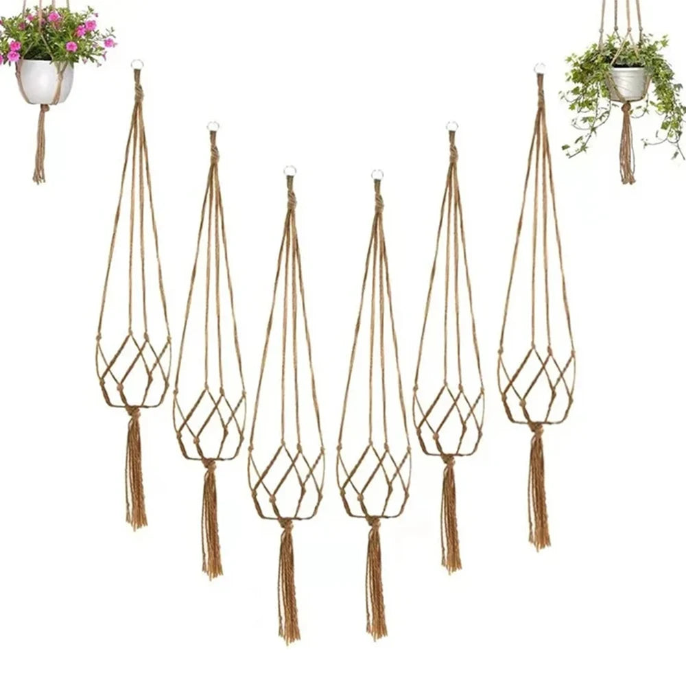 1PC Creative Woven Garden Flowerpot Net Cotton Hemp Rope Hand-Woven Simple Indoor And Outdoor Hanging Wall