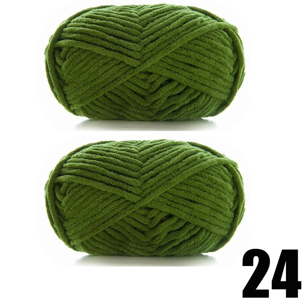 Thick Velvet Yarn 2pcs 50g Soft Chenille Knitting Yarn for DIY Scarves and Hats
