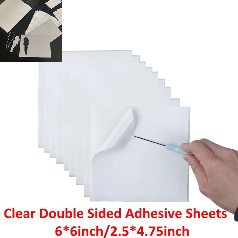 10pcs 6*6/2.5*4.75 inch Clear Double Sided Adhesive Sheets Sticker Glue for Card Making Supplies Embellishments Accessories