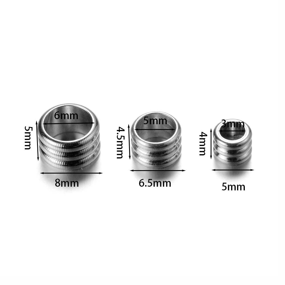 20pcs 3mm 5mm 6mm Stainless Steel Big Hole Spacer Beads DIY Charm Necklace Bracelet Jewelry Making Findings Accessories