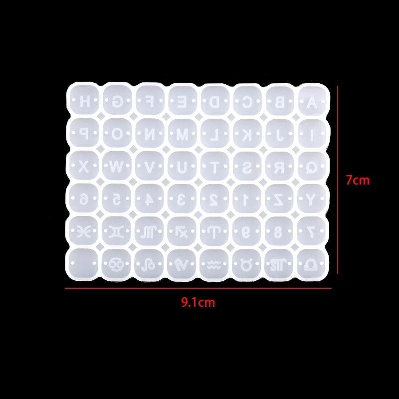 Square Heart Letter Number Silicone Molds Charms Pendant Epoxy Resin Alphabet Bead Mold for DIY Bracelet Jewelry Making Supplies