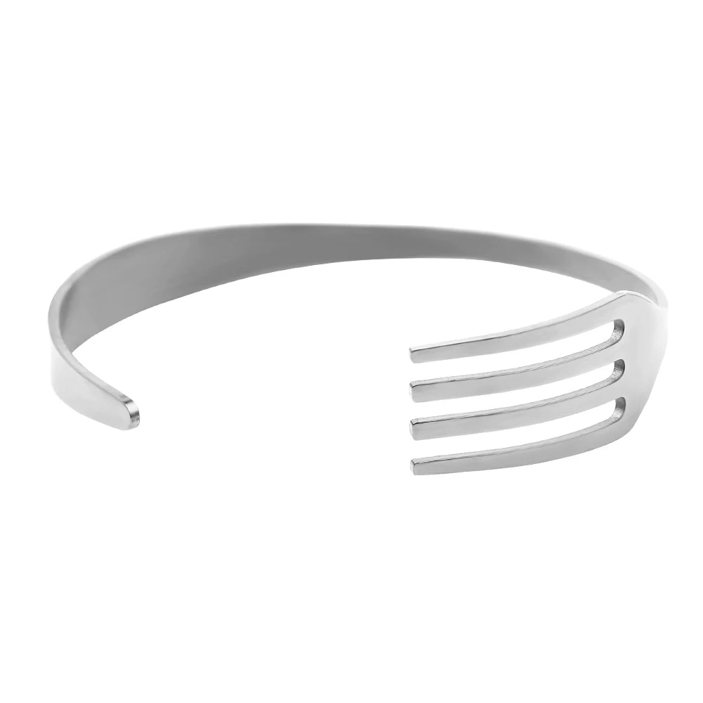 Fashion Creative Design Stainless Steel Curved Cutlery Fork Sleeve Bracelet Men's Ladies Personality Leisure Jewelry Gift