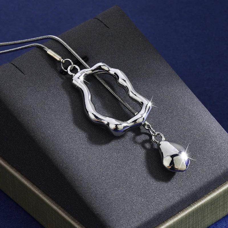 Stainless Steel Irregular Geometric Long Necklace for Women Charm Party Accessories High-quality Fashion Pendant Gifts