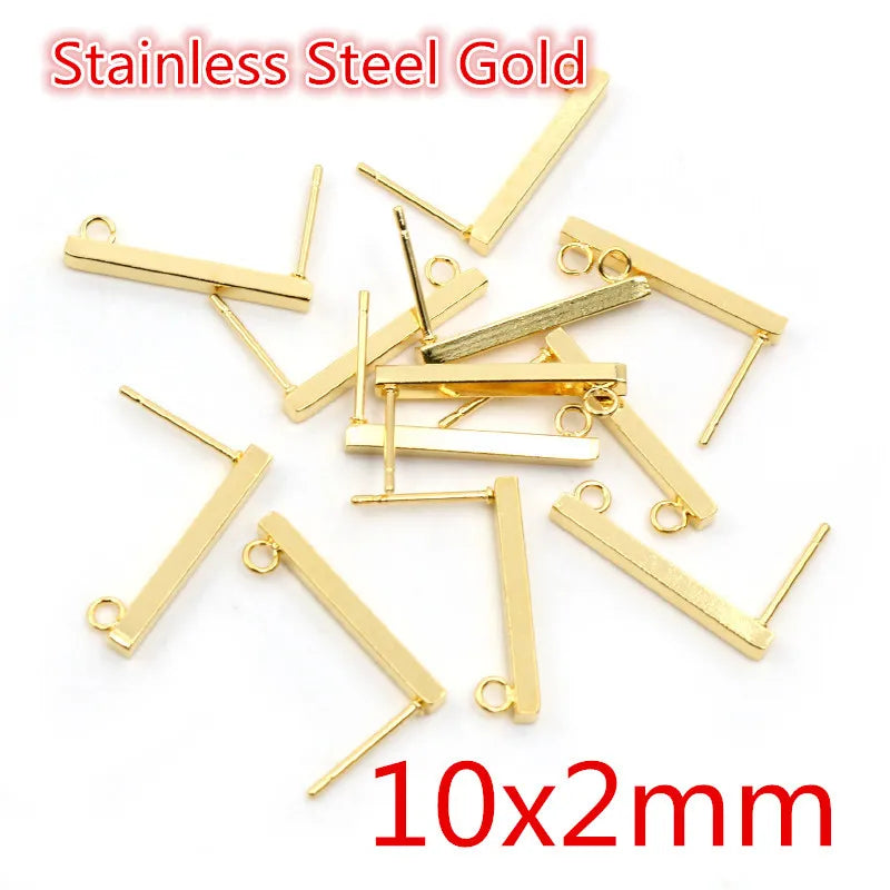 20pcs 316 Stainless Steel Geometric Polygonal Earring Stud Hooks Posts Connector For DIY Jewelry Making Supplies