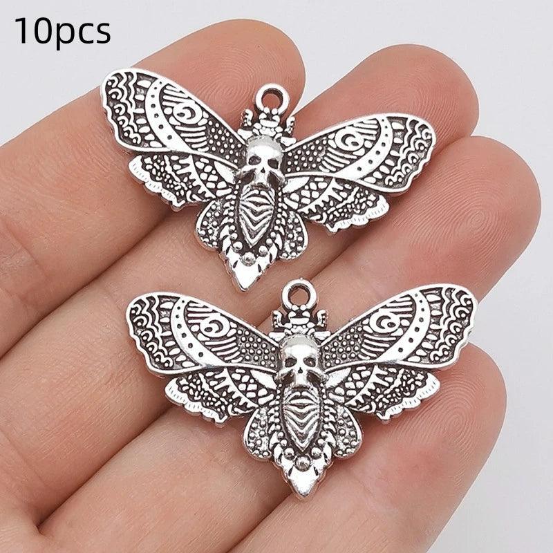 10pcsGugote DIY Zinc Alloy Accessories Moth Skull Pendant Accessories Suitable for Necklaces and Earrings
