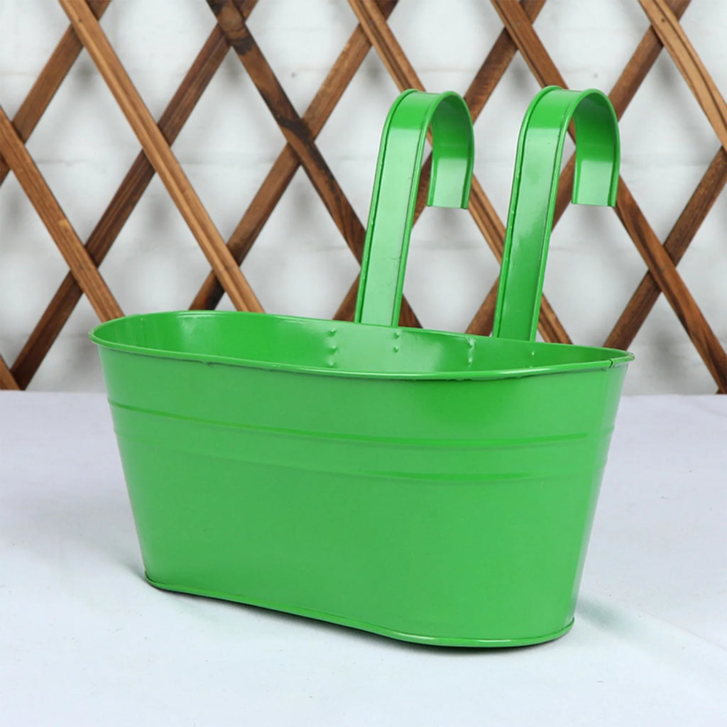 Metal Iron Hanging Flower Pots Balcony Planter with Detachable Hook, Durable Herb Pots Perfect for Fence Home Decor