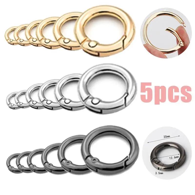 5pcs Metal O Ring Spring Clasps For DIY Jewelry Openable Round Carabiner Keychain Bag Clips Hook Dog Chain Buckles Connector