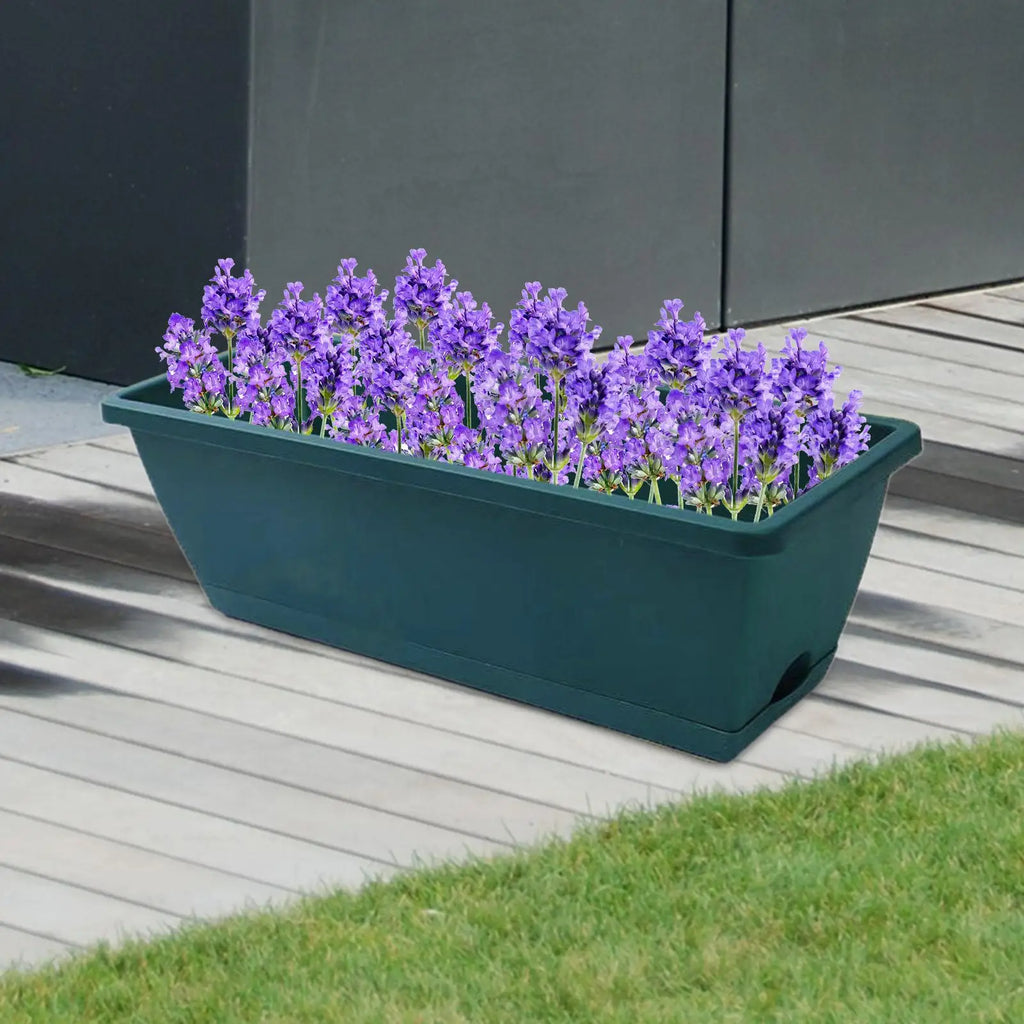 2 Pieces Window Box Planter Rectangle Plant Containers Decors with Drainage Holes Flower Pot Plant Pot for Outdoor Garden Home
