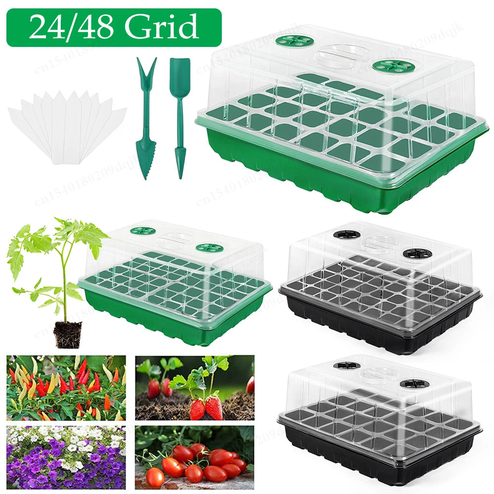 Mini Greenhouse 12/24/48 Compartments Indoor Greenhouse Propagation Greenhouse Nursery Box With Air Vent  for Hydroponics Growin