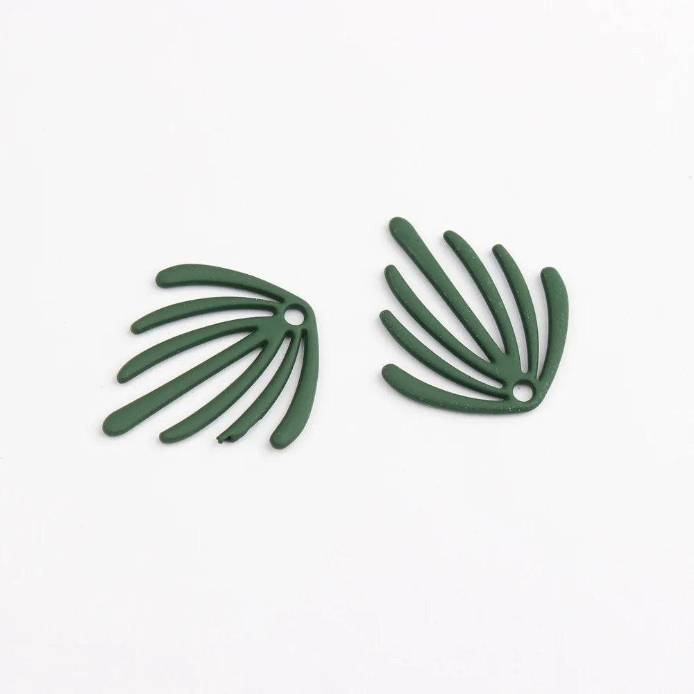 Hand-painted Alloy Geometric Irregular Seaweed Leaf Pendant Charm for DIY Earrings and Jewelry Making 20*22mm 10pcs/lot