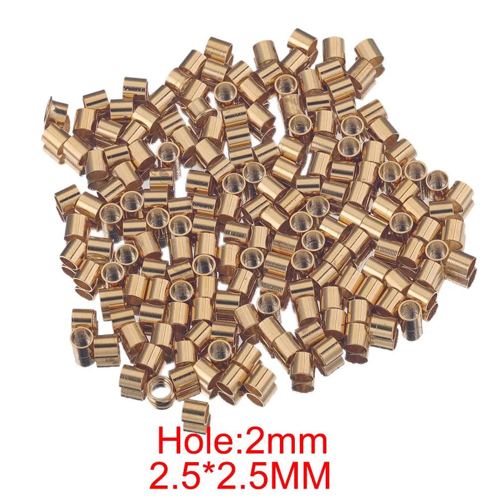 100-200pcs Stainless Steel Tube Crimp Beads Tiny Stopper Spacer Bead Cord End Caps for DIY Jewelry Craft Making Supplies