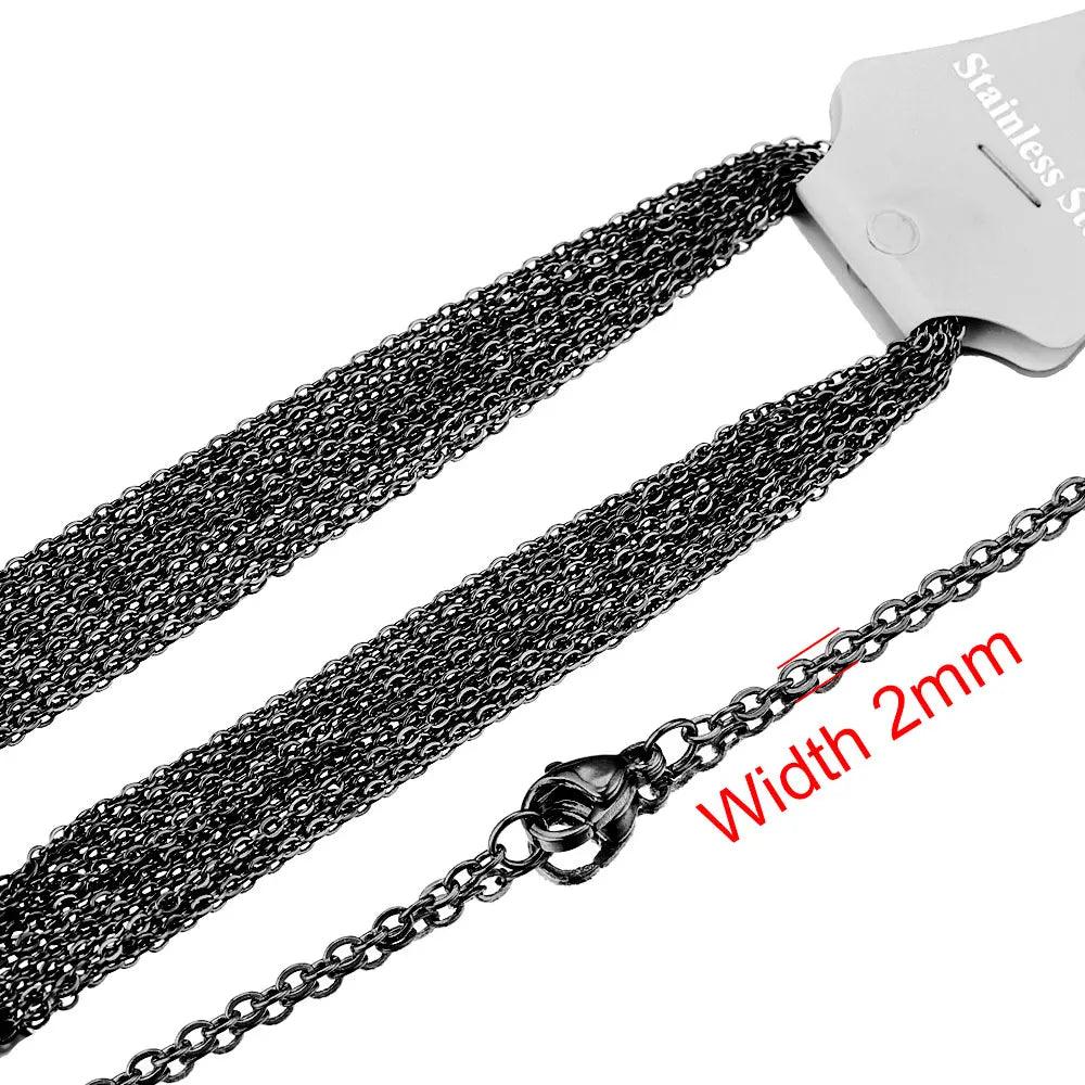 10pcs Stainless Steel Necklace Cuban Chains Hypoallergenic Rolo Link for DIY Jewelry Making