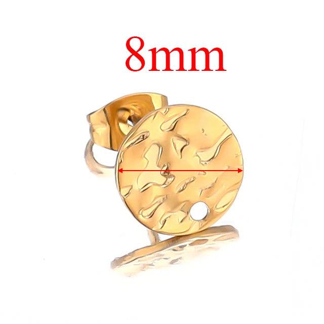 10pcs Stainless Steel Round Embossing Earrings Posts for DIY Drop Earring Jewelry Making Dangle Accessories Wholesale Supplies
