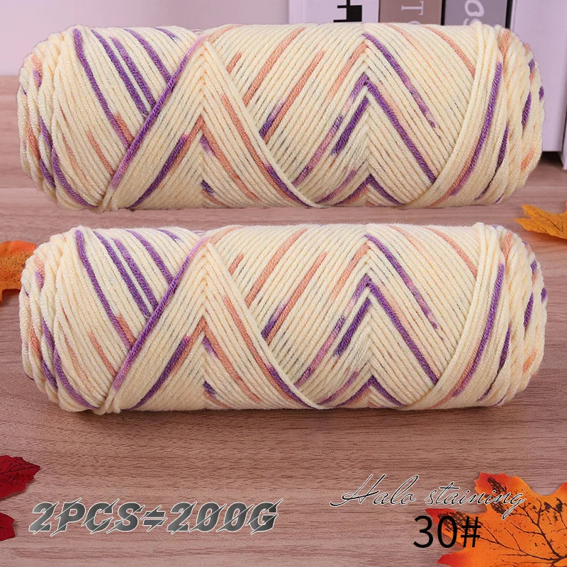 Colorful 5 Strand Dyed Milk Cotton Baby Sweater Yarn for Handmade DIY Woven Scarves and Crochet Projects