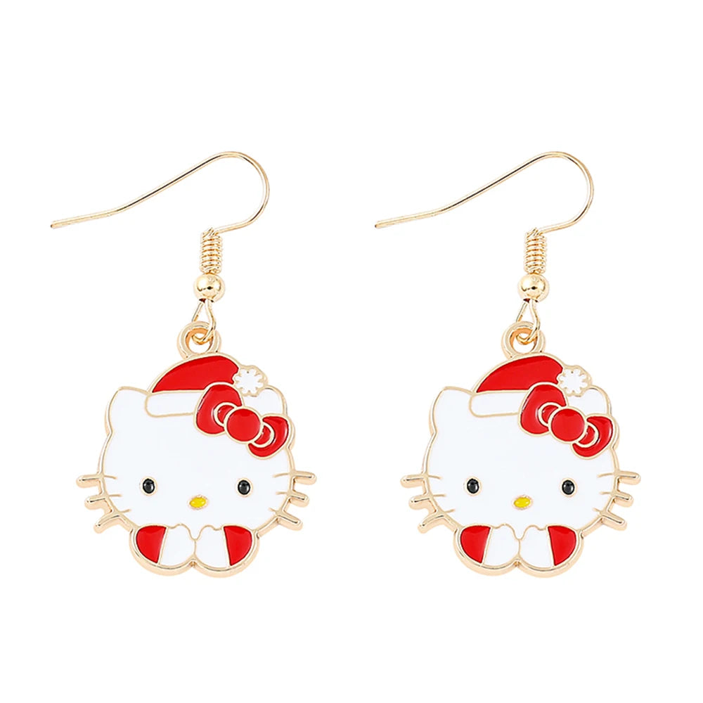 Sanrio Hello Kitty Earrings Studs Cute Melody Kuromi Dangle Earring for Girl Accessories Kids Xmas Gifts