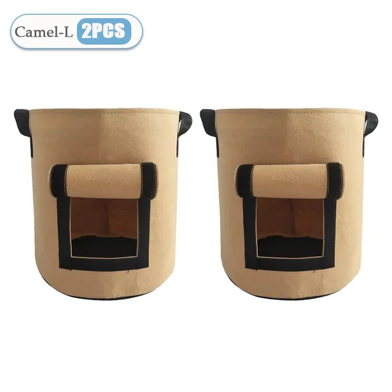 1-8PCS 5/10Gallon Felt Potato Planting Bag Large Diameter Vegetable Plant Seedling Bag Non-Woven Garden Potato Growing Bucket