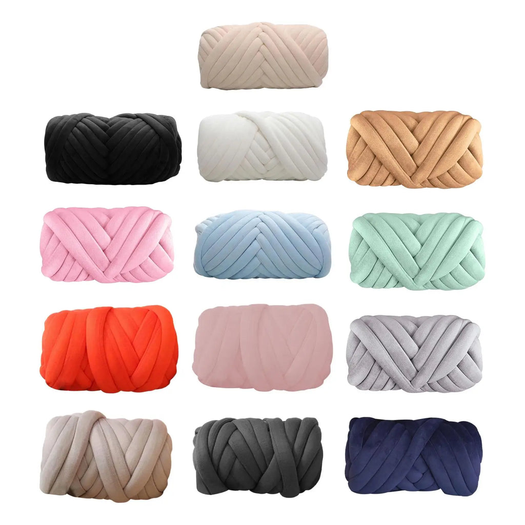 Chunky Yarn Tube Giant Yarn Crocheting 250G Jumbo Tubular Yarn Knitting Soft Bulky Yarn for Rug Making Throw Hats Scarf Pet Bed