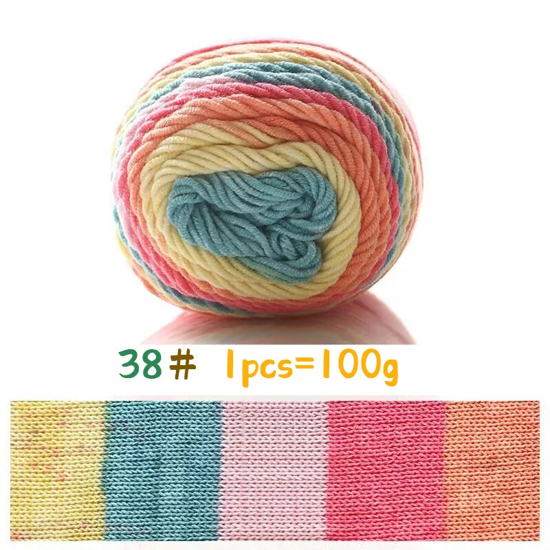 Rainbow Colorful Cotton Yarn Ball For Handwoven Projects