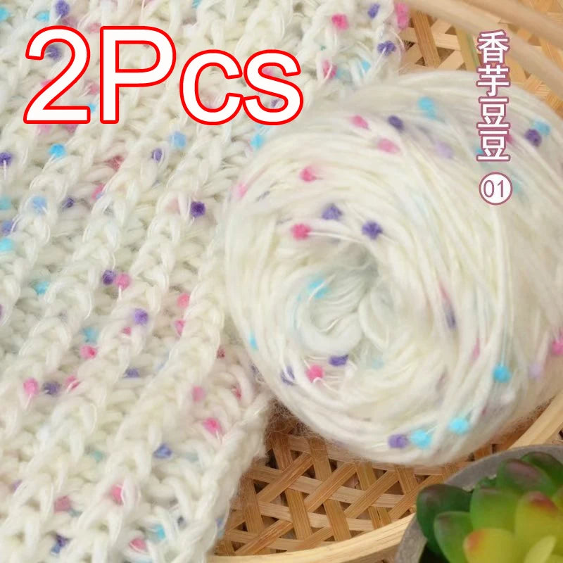 Two Piece Rainbow Mohair Yarn Cardigan Scarf Shawl