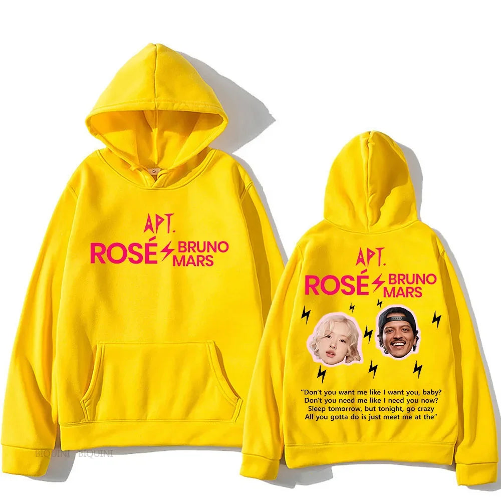 ROSÉ & Bruno Mars APT Hooded Sweatwear Couple Fleece Hooded Sweatshirt Funko Pop Hip Hop Clothes Moletom Fashion Punk Pullovers