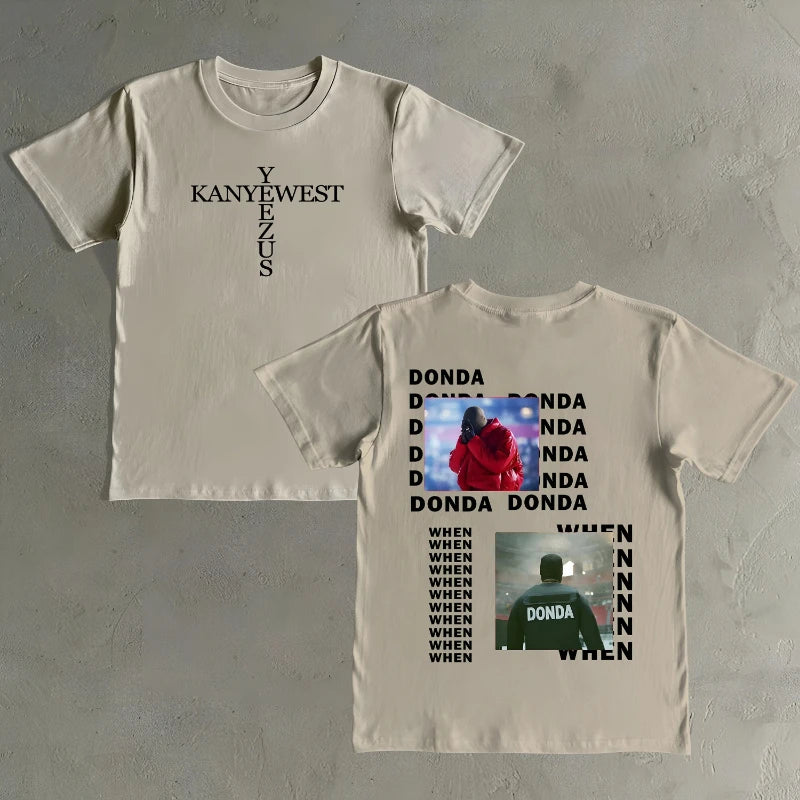 Kenye Cotton T-Shirt Unisex Hip Hop Graphic Tee Summer Round Neck Short Sleeve Big Size S-4XL
