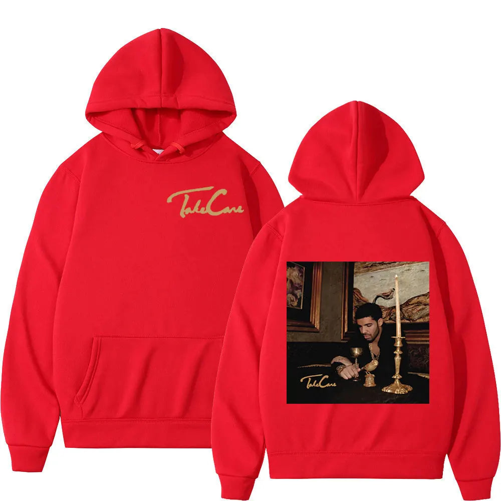 Hot Rapper Drake Album Take Care Graphic Hoodie Unisex Trend Hip Hop Hooded Sweatshirts Casual Fashion Loose Hoodies Streetwear