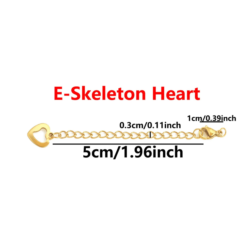 10 Pcs Stainless Steel End Chain with Lobster Clasp Skeletonized Heart Pendant DIY Bracelet Necklace Unique and Exquisite