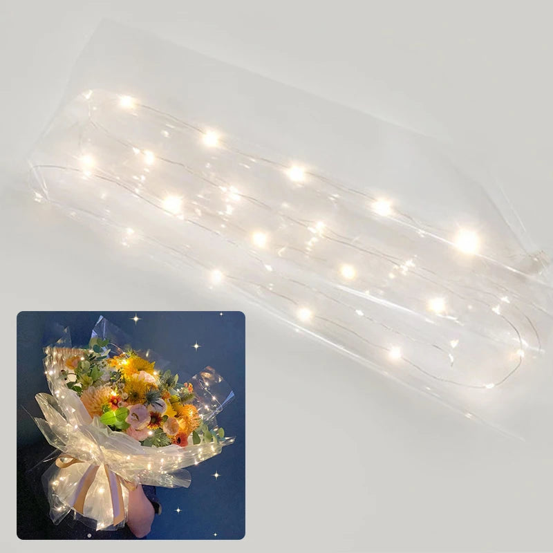 1PC Led Waterproof Flower Wrapping Paper Wedding Bouquet Wrapped Paper Clear Cellophane Valentine Day Party Gift Packaging