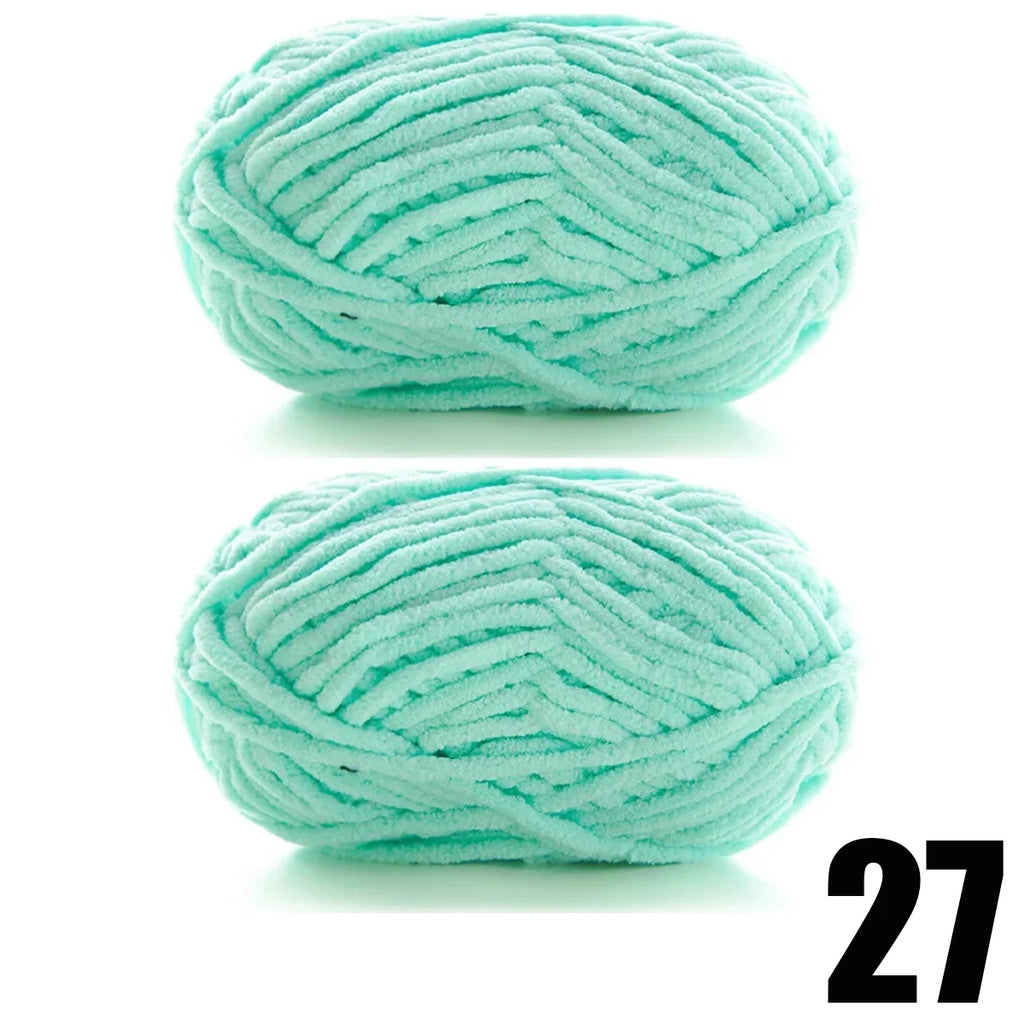 Thick Velvet Yarn 2pcs 50g Soft Chenille Knitting Yarn for DIY Scarves and Hats