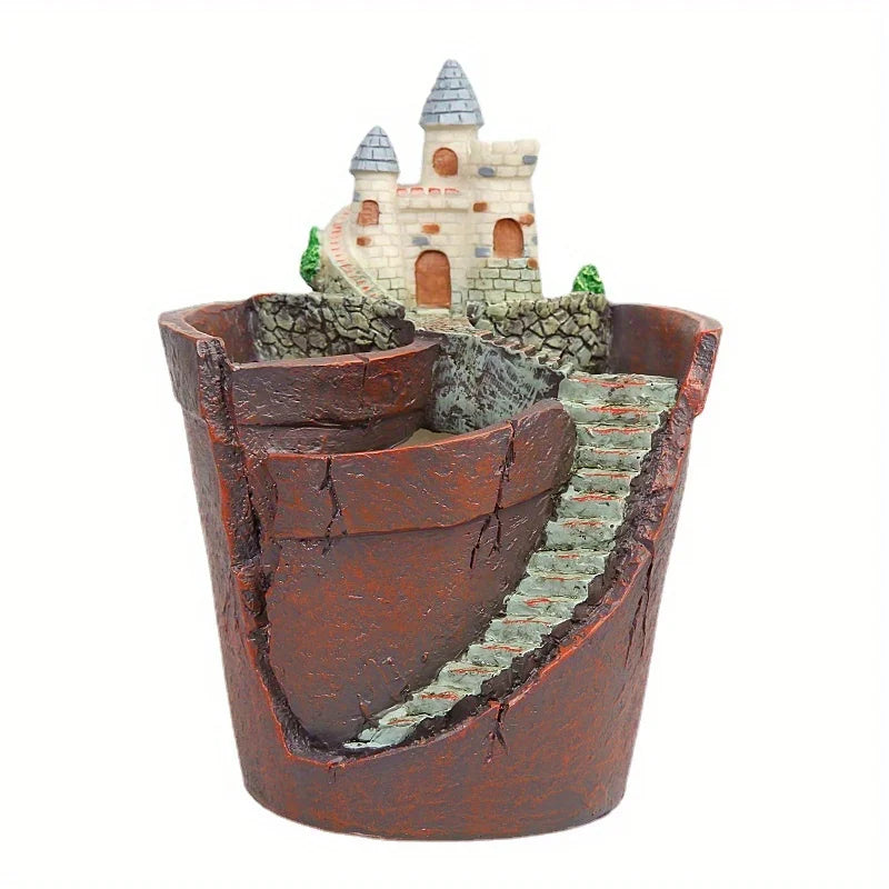 Creative Plants Pot with City of Sky Flowerpot Combination Resin Succulent Plant Pot Home Garden Decoration Plants Holder