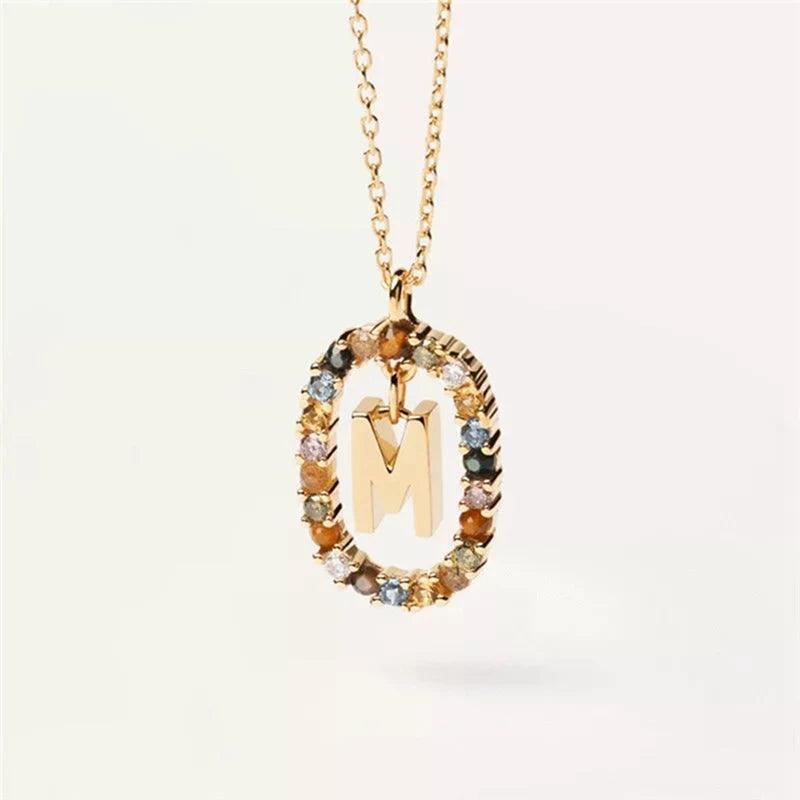 Fashion Hot Creative A-Z Letter Pendant Necklace For Woman Color Jewelry Sweet and Versatile Adjustable Chain Lobster Clasp