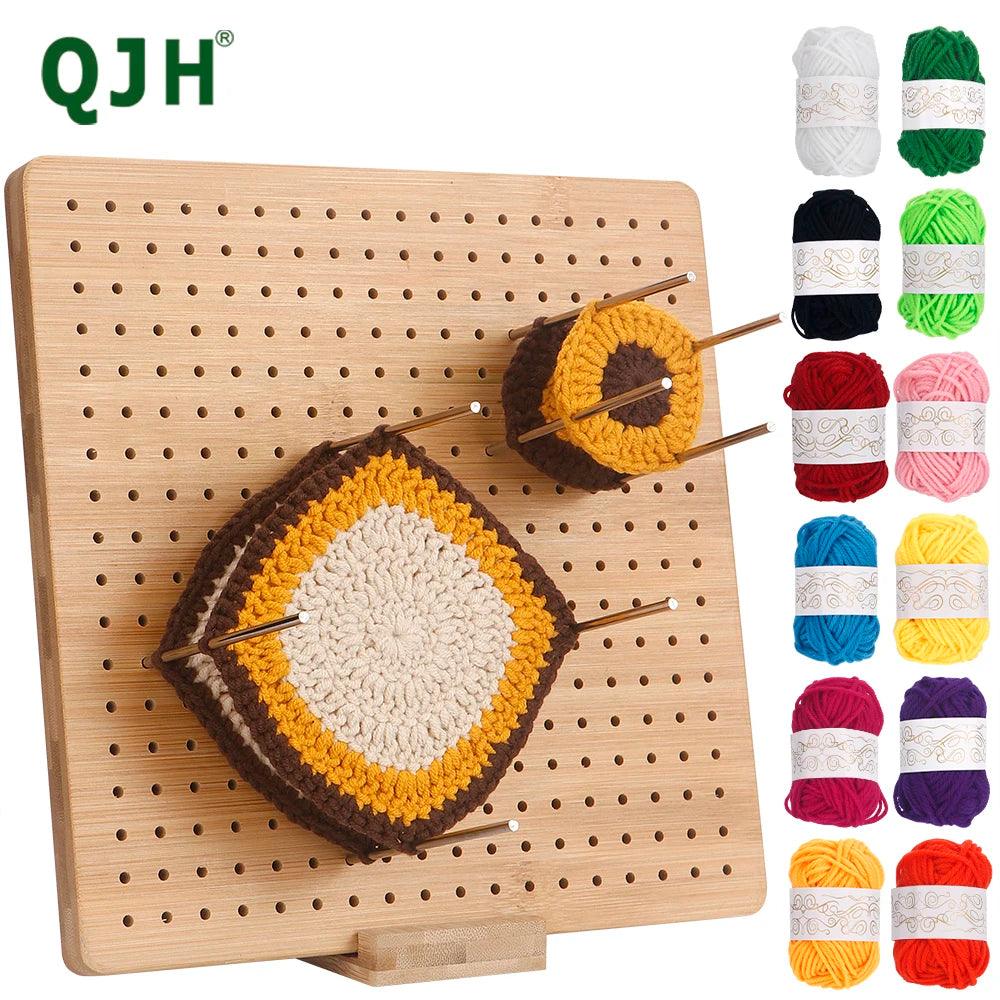 S/M/L Bamboo Wooden Board and Yarn, Knitting Crochet and Granny Squares Blocking Board  - Crochet Gift for Granny Square Lovers