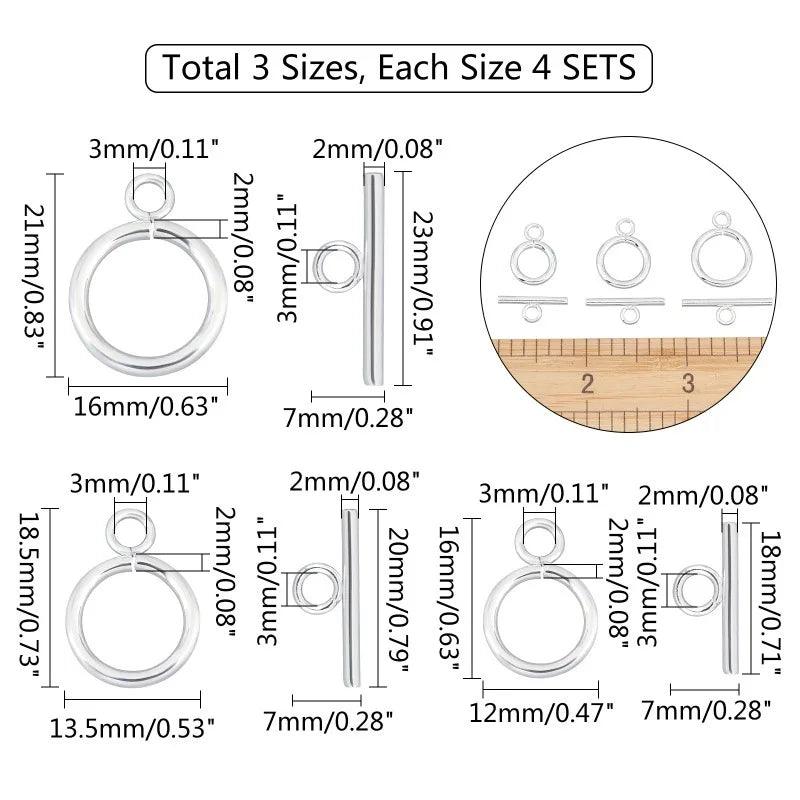 50 Sets 304 Stainless Steel Ring Toggle Clasps IQ Toggle Clasps & Tbar Clasps Metal Material Ring Toggle Connectors for DIY